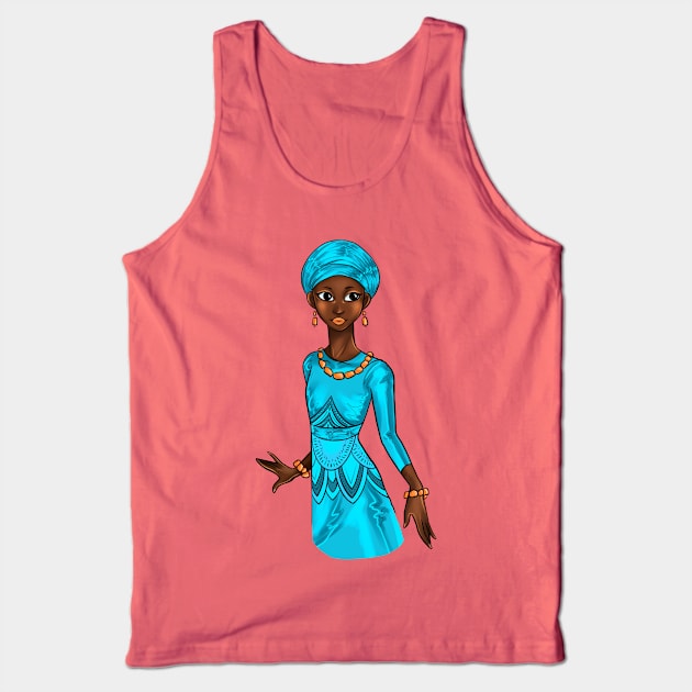 Black is Beautiful - Nigeria African Girl in traditional outfit Tank Top by Ebony Rose 